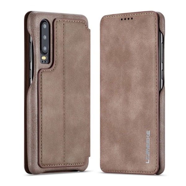 LC.IMEEKE Huawei P30 læderetui - Kaffe Brown
