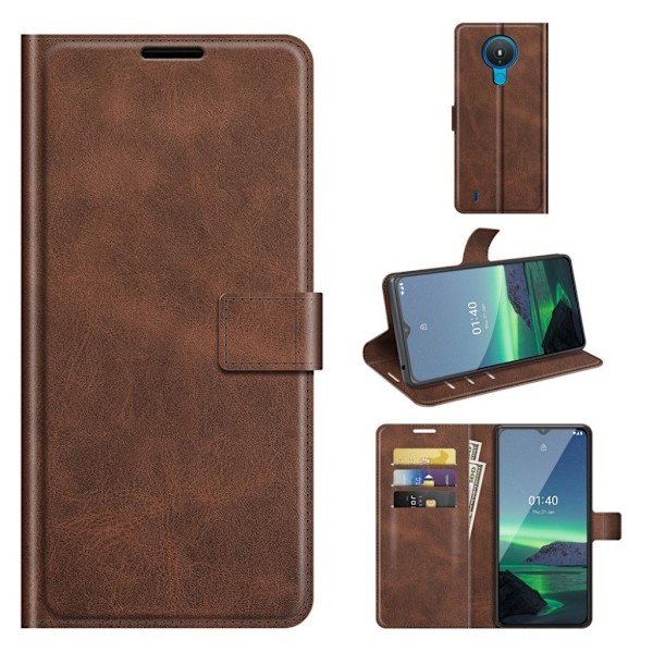 Wallet-style Læder Etui til Nokia 1.4 - Kaffe Brown