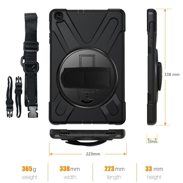 Samsung Galaxy Tab A 10.1 (2019) 360 graders silikon combo deksel  - Sort Black
