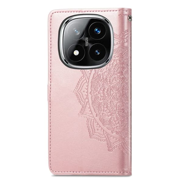 Mandala Xiaomi Redmi Note 14 Pro 5G etui i lær - Rose Gull Pink