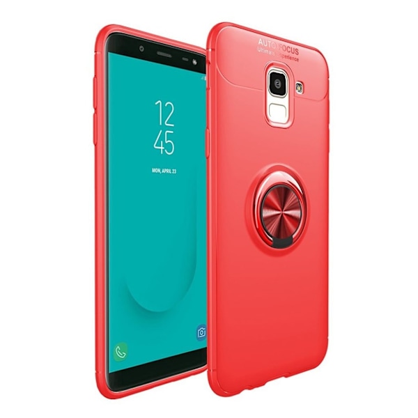 Samsung Galaxy J6 (2018) mobilskal metall plast handring - Röd Röd