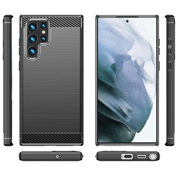 Carbon Flex Suojakotelo Samsung Galaxy S22 Ultra - Musta Black