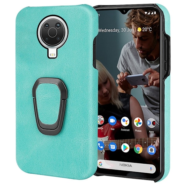 Stødsikkert lædercover med oval kickstand til Nokia G20 - Matcha-Grøn Green