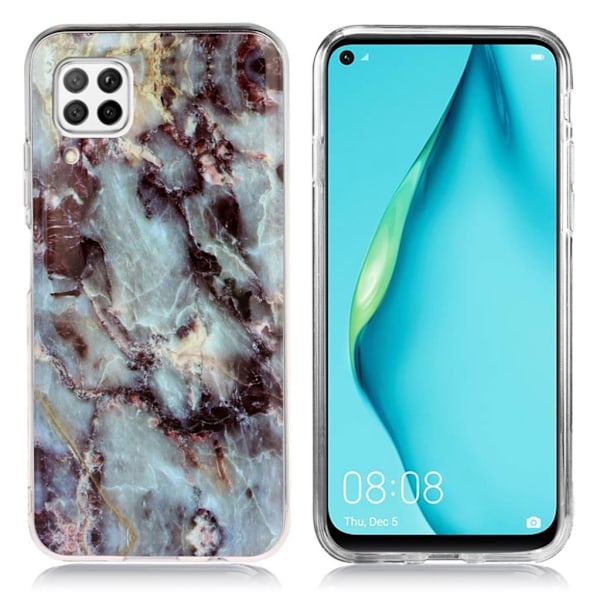 Marble Huawei P40 Lite / Nova 6 SE Cover - Teal / sort marmor Black