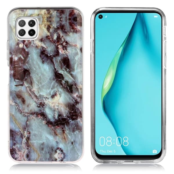 Marmor Huawei P40 Lite / Nova 6 SE veske - Teal / Black Marble Black