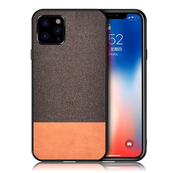 Berlin iPhone 11 Pro Max deksel - Kaffe + Orange / Cloth + PU stil Brown