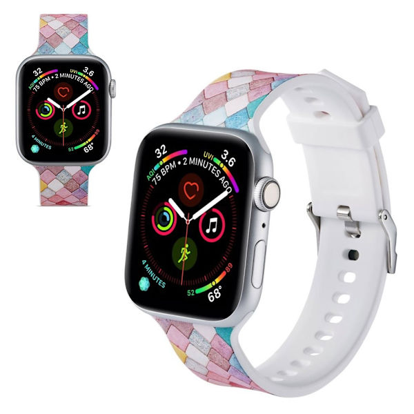Apple Watch Series 5 44mm Mønster silikone urrem - Bricks Multicolor
