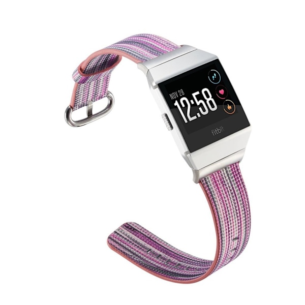 Fitbit Ionic Äkta läder klockband med unik design - Lila multifärg