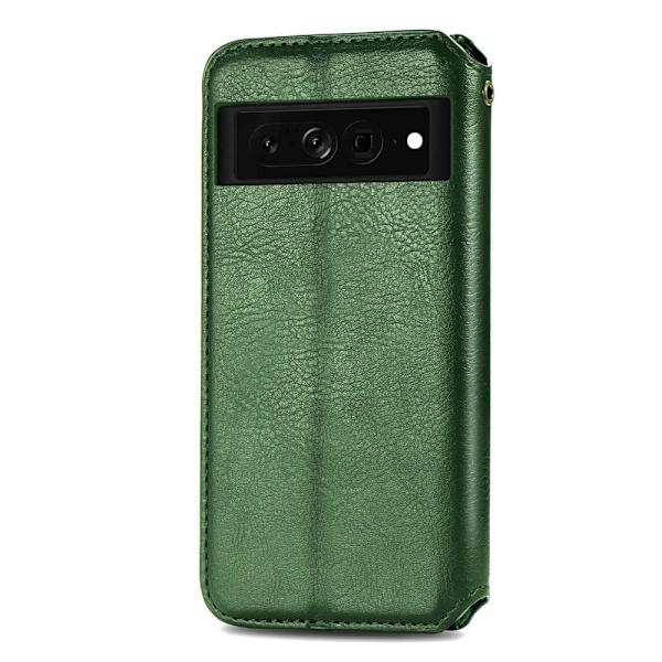 Læder Etui med A Stilfuldt Rhombus Tryk til Google Pixel 7 Pro - Grøn Green