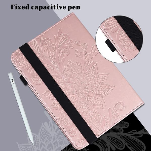 iPad Pro 11 (2021) tryck blommönster PU läder flipfodral - Roséguld Rosa