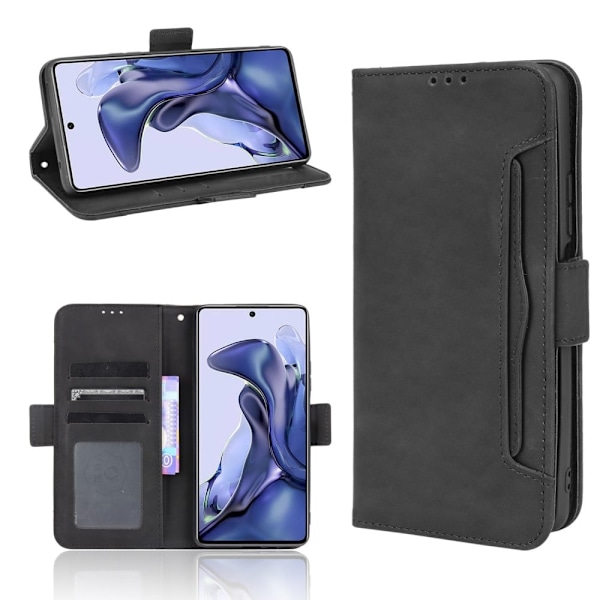 Stilfuldt Læder Etui med Pung til Xiaomi 11T / 11T Pro - Sort Black