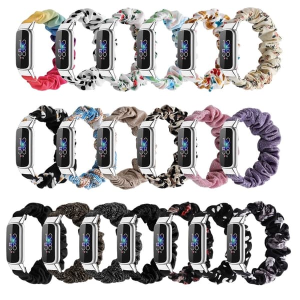 Fitbit Luxe muodikas scrunchie-tyylinen joustava kellonhihna - Musta Pilkku / Koko: S Black
