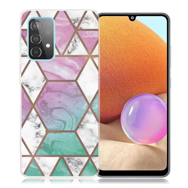 Marble design Samsung Galaxy A32 cover - Hvid Diamant I Farverig Baggrund Multicolor