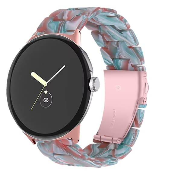 Klockarmband för Google Pixel Watch i ljus resinstil - Smaragdröd Rosa