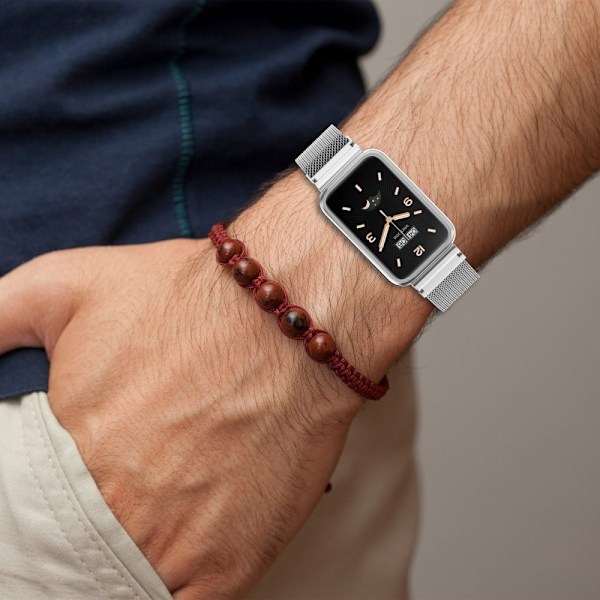 Xiaomi Mi Band 7 Pro klockarmband i rostfritt stål med skydd - Silver Silvergrå