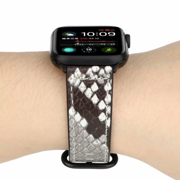 Apple Watch Series 6 / 5 40mm mønster ægte læder rem - Snake str Silver grey