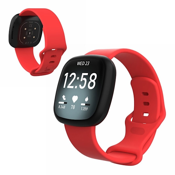 Fitbit Versa 3 / Sense silikone rem - rød Størrelse: S Red