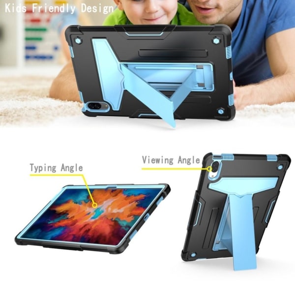 Lenovo Tab P11 Pro T-muotoinen kickstand silikonikotelo - Musta / Sininen Black