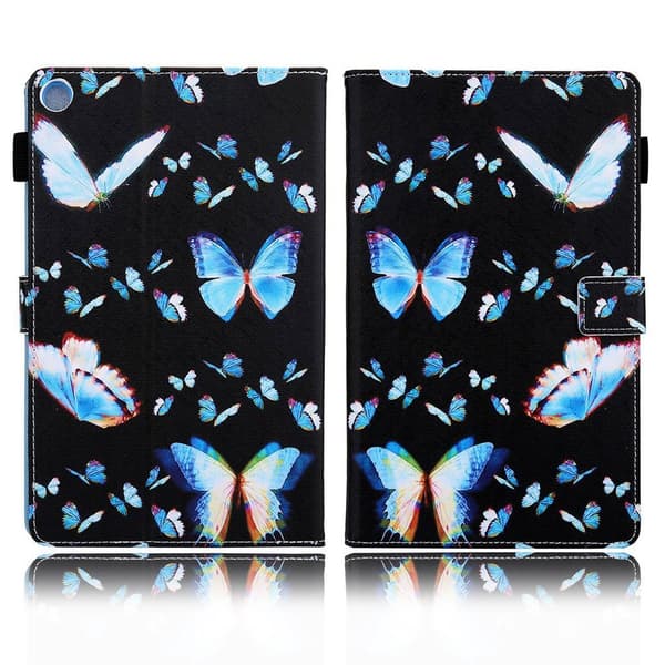 Cool mønster læder flip etui til your Samsung Galaxy Tab A7 10.4 (2020) - blå sommerfugl Blue