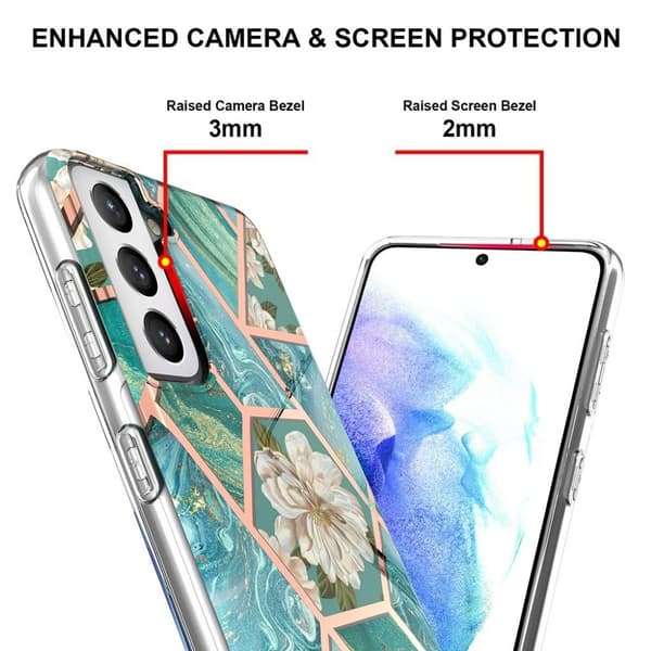 Marmordesign Samsung Galaxy S21 Plus 5G deksel - Grønn Marmor / Blomst Green