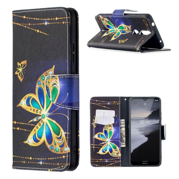 wonderland Nokia 2.4 flip etui - smuk sommerfugl Gold