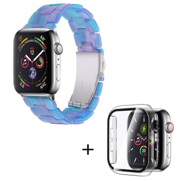 3 helmen hartsityylinen kellohihna kirkkaalla suojuksella Apple Watch Series 3/2/1 42mm - Sininen Violetti Sekoitus Blue