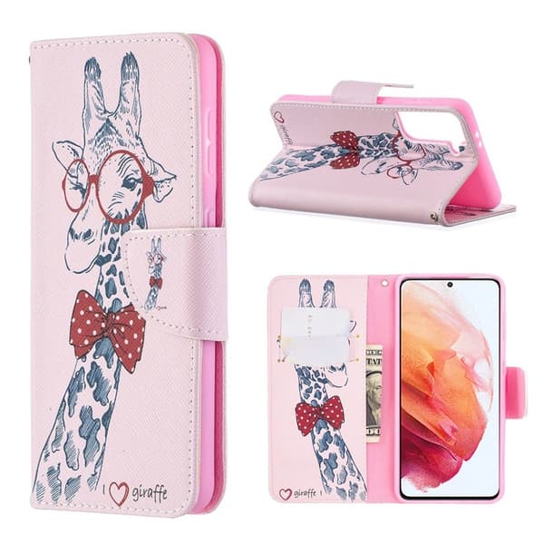 Wonderland Samsung Galaxy S21 flip etui - Giraffe Multicolor