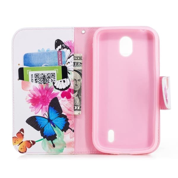 Nokia 1 mønstret læder flip etui - Sommerfugle og Blomster Multicolor