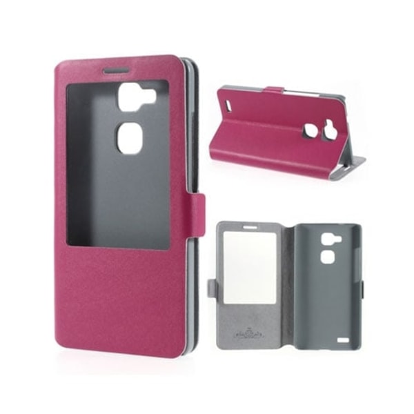 Doormoon (Het Rosa) Huawei Ascend Mate 7 Läder Flip Fodral Rosa