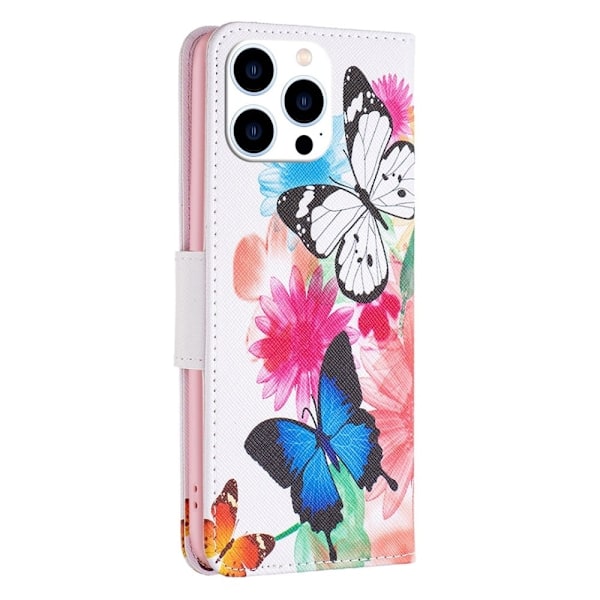 Wonderland iPhone 14 Pro flip etui - To Sommerfugle Multicolor