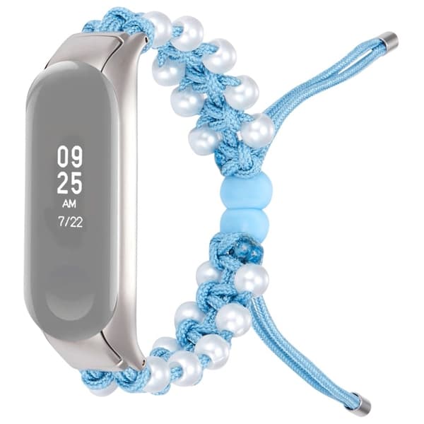 Xiaomi Mi Smart Band 6 / 5 stilig perle dekor snøring design klokkerem - Blå Blue