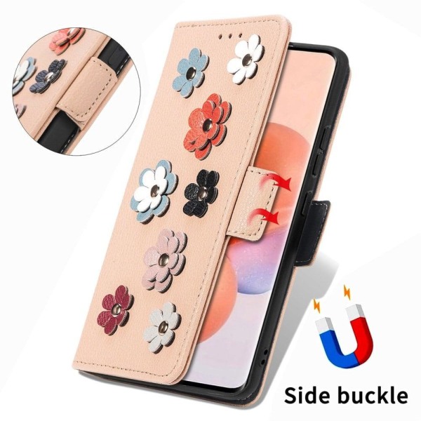 Blødt Xiaomi 12 Lite læderetui med blomsterdekoration - Brun Brown