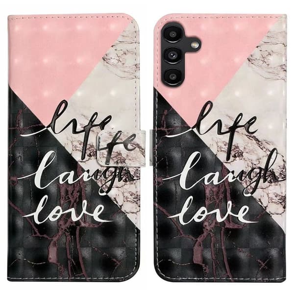 Samsung Galaxy S24 FE Case 3D Pattern Printed Leather Phone Cover Kortholder - Trefarvet Marmor Multicolor