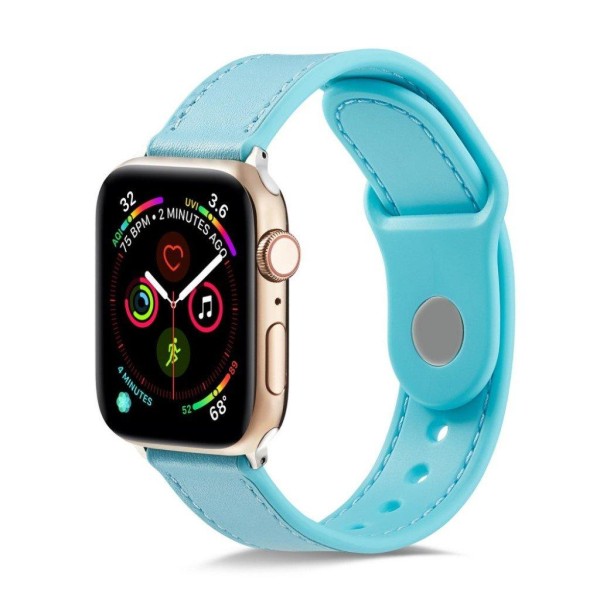 Apple Watch Series 4 44mm klockarmband i äkta läder - Himmelsblå Blå