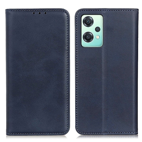 OnePlus Nord CE 2 Lite 5G lompakkokotelo, aitoa nahkaa - Sininen Blue