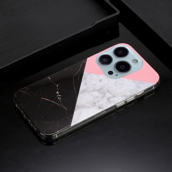 Marmordesign iPhone 13 Pro deksel - Trefarget Skjøting Multicolor