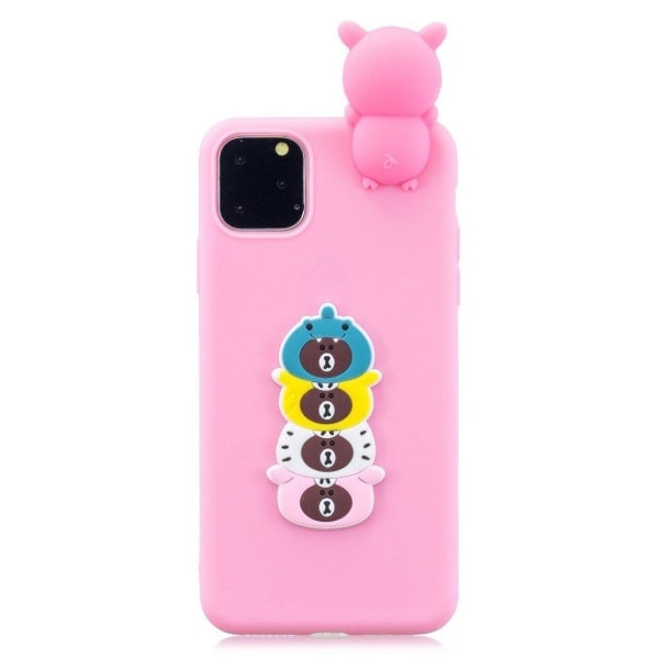 Cute 3D iPhone 11 kuoret - Tummanpinkit Karhut Pink