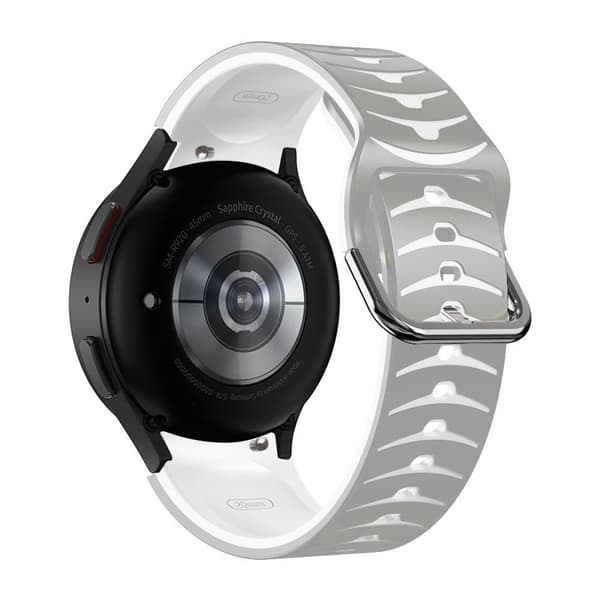 Samsung Galaxy Watch 5 / 5 Pro / 4 klockarmband i silikon med böjd linje - Grå / Svart Silvergrå