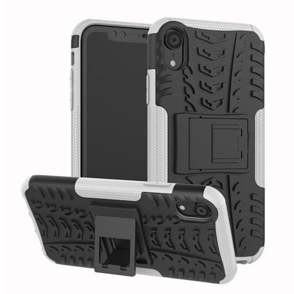 IPhone 9 mobilskal plast silikon utfällbart däckdesign - Vit Vit