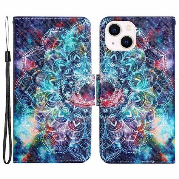 Wonderland iPhone 14 flip etui - Stjernehimmel / Mandala Multicolor