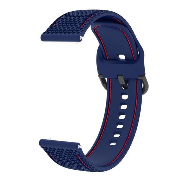 20mm Universal line design silikoni ranneke - Tummansininen / Punainen Blue