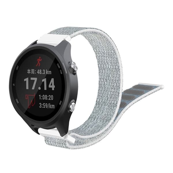 Garmin Forerunner 245 klockarmband med kardborreband i nylon - Grå / Vit Silvergrå
