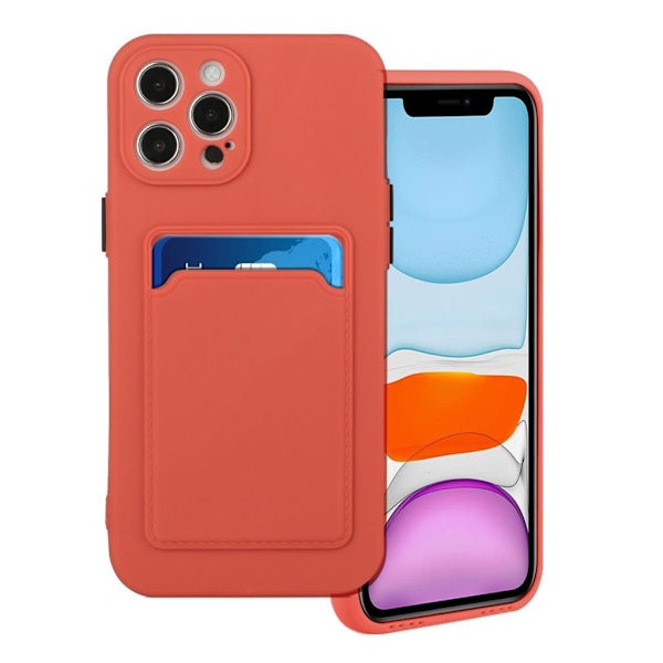 Card Holder Suojakuori For iPhone 12 / 12 Pro - Coral Red Red