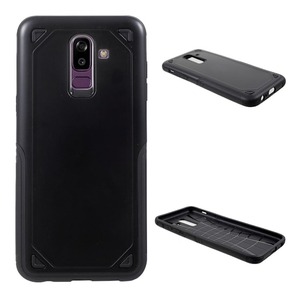 Samsung Galaxy J8 (2018) beskyttelsesetui i kombimaterialer med nupret ameringaoverfalde - Sort Black