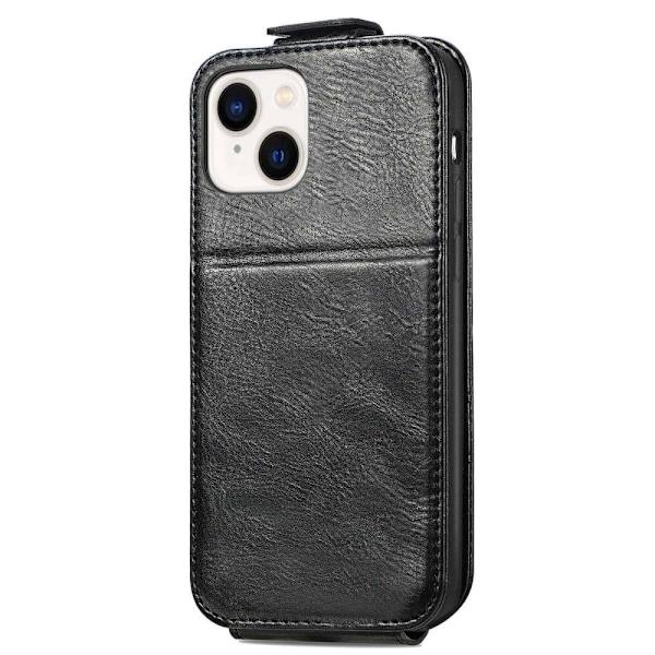 Lodret iPhone 14 flip etui med lynlås - Sort Black