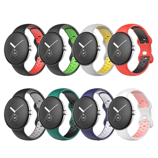 Google Pixel Watch dual color silicone watch strap - Black / Bla Grön