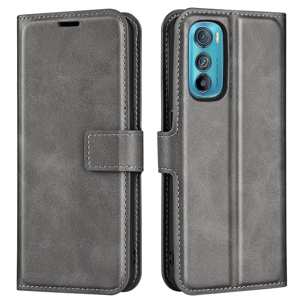Skinn-etui i lommebok-stil for Motorola Edge 30 - Grå Silver grey