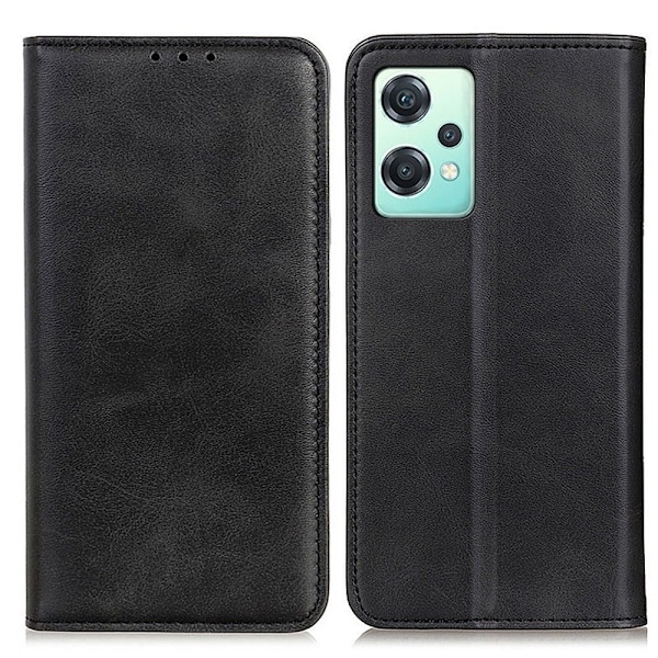OnePlus Nord CE 2 Lite 5G lompakkokotelo, aitoa nahkaa - Musta Black