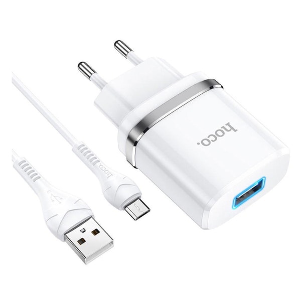 HOCO N1 Ardent single port charger set(for Micro)(EU) - Hvid White