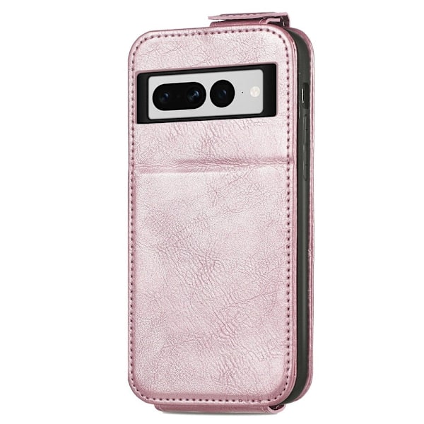 Vertical Flip Phone Suojakotelo With Zipper For Google Pixel 7 Pro - Ruusukulta Pink